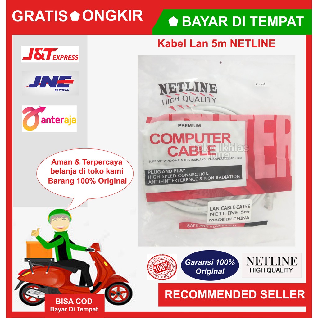 Kabel Lan Cat5E 5m Netline/Kabel Lan 5m/Kabel Lan/Lan/Kabel