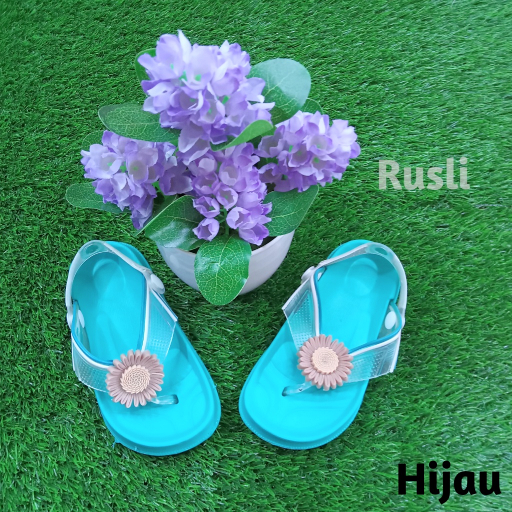 (COD) Sandal Jepit Tali Belakang Karet Bayi Anak Motif Bunga Matahari Shevano 151