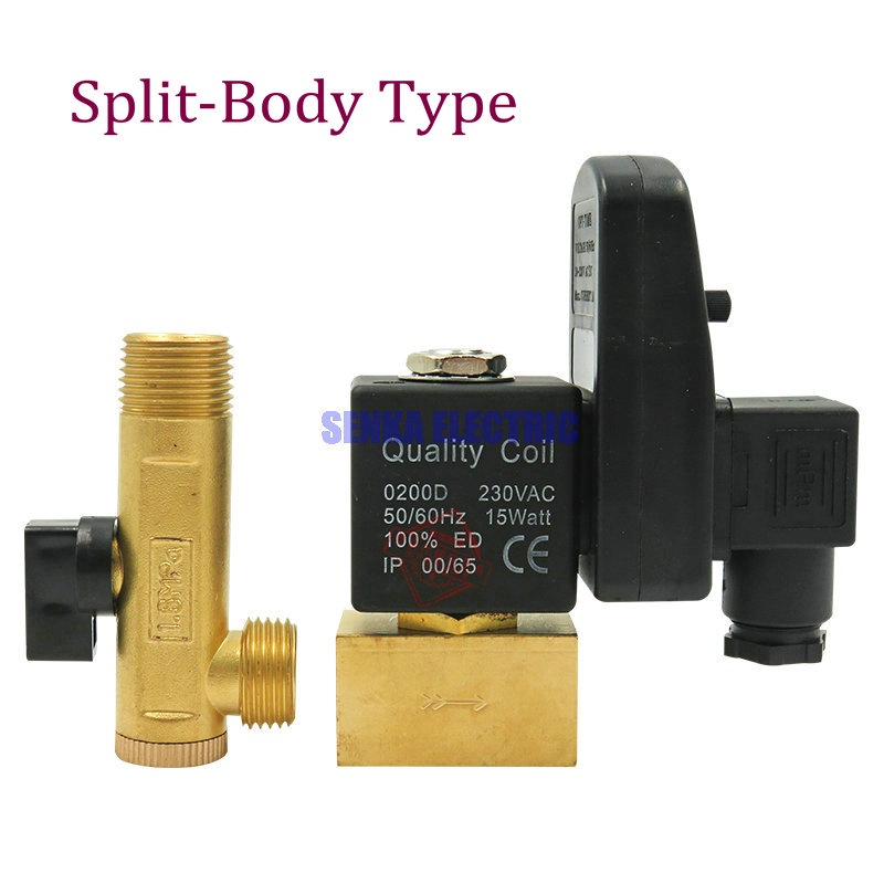 Electric Solenoid Timer Auto Water Valve Split Body Type 1/2 Inch 18W - ZY17P - Black