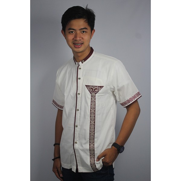 Baju koko pria casual kode ad 113 putih tulang