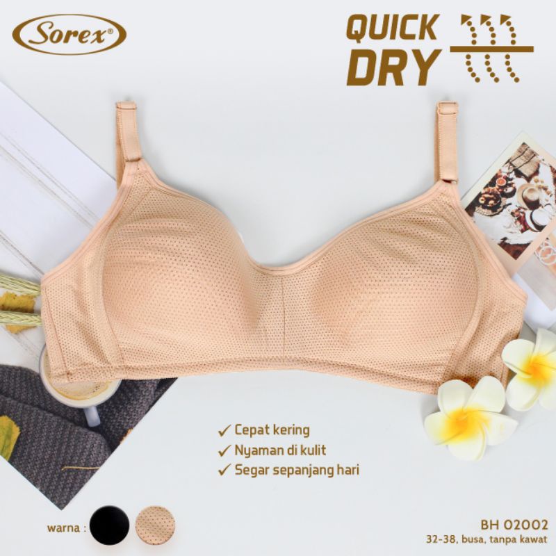 SOREX bra Basic Quick dry 02002 Busa tipis tanpa kawat Original