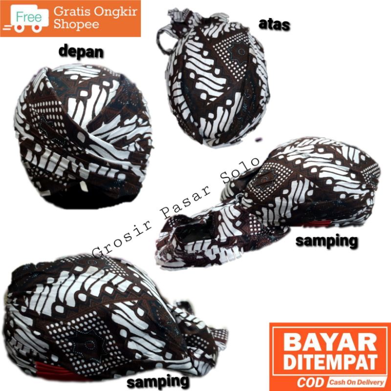 Blangkon Sliwir Jogja Motif Batik Putih