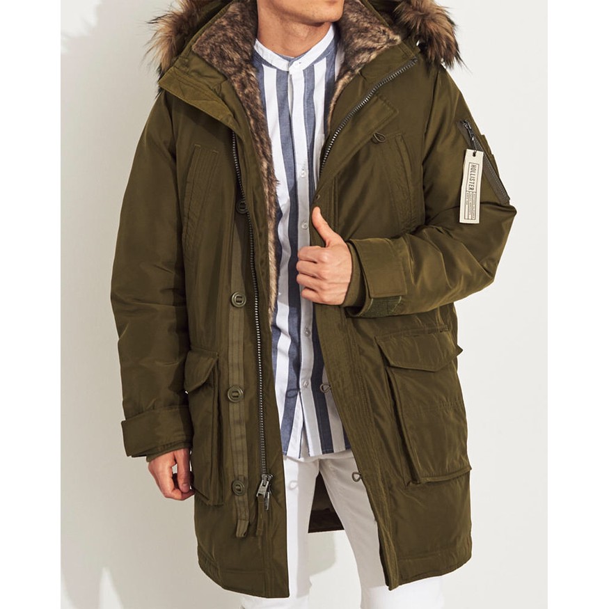 hollister faux fur lined parka