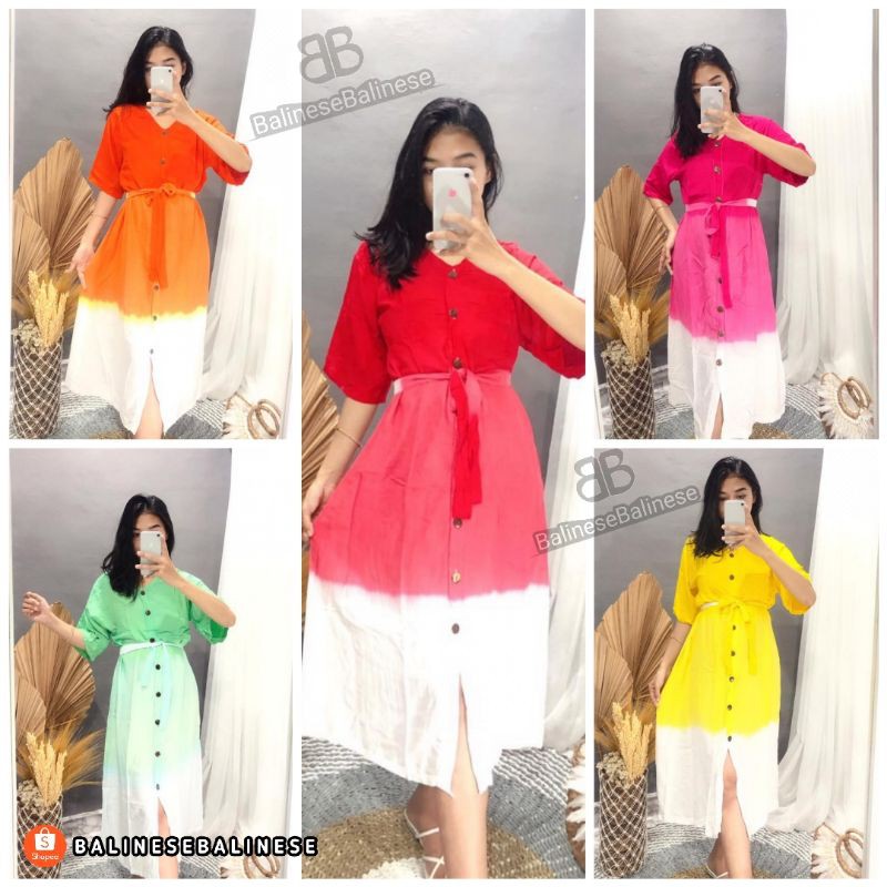 Dress Maxi Panjang Tali Bali Tie Dye Gradasi