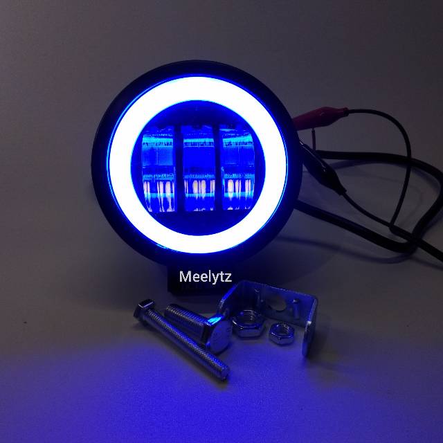 Lampu tembak sorot LED CWL 3 mata lensa 6D 30watt daymaker 3 mata cree angel aye bulat biru