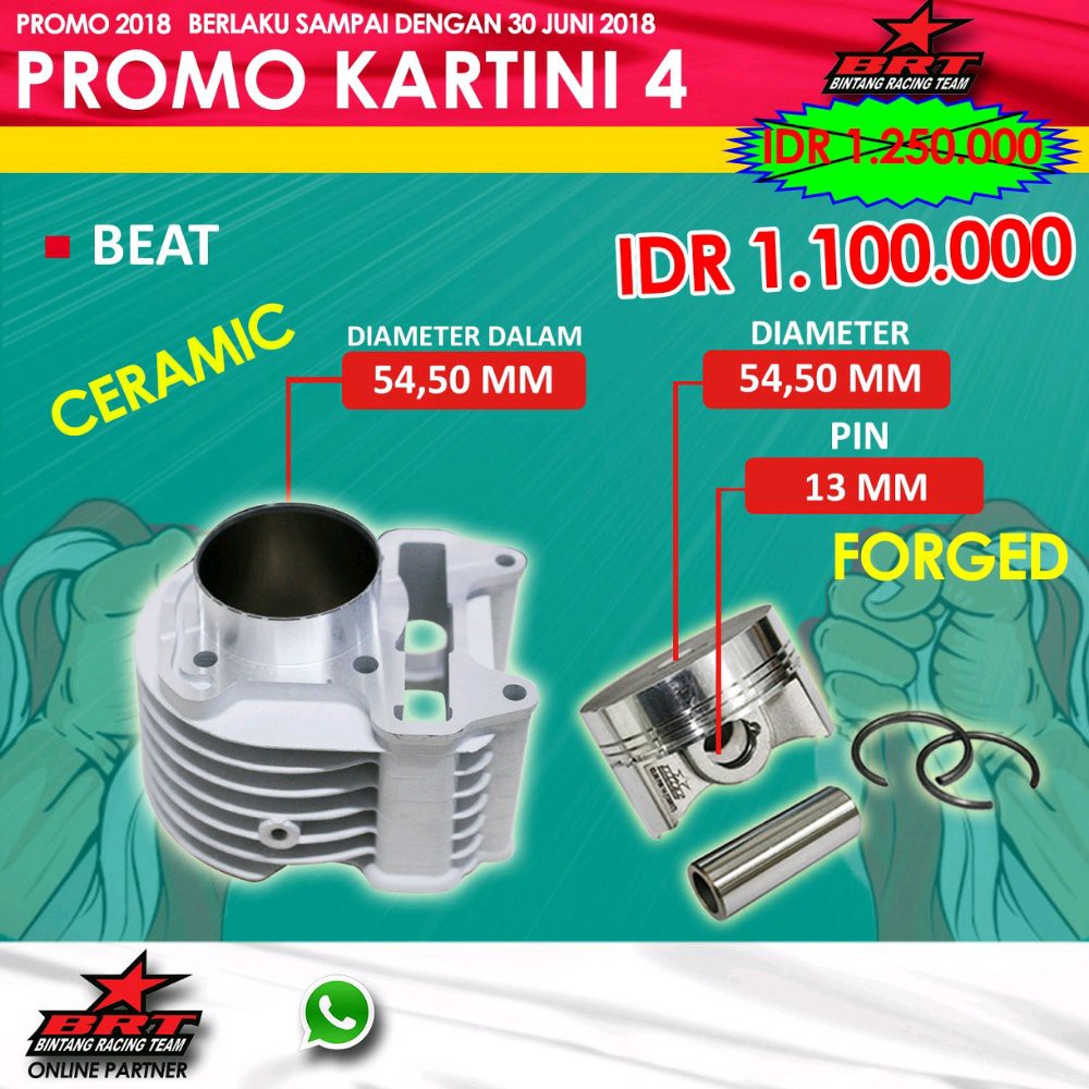 Promo Blok Ceramic - Forged Piston BRT Honda Beat 54.5 Mu cod 22