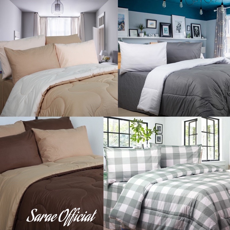 Jual Two tone Bedcover kombinasi sprei set BALANJA katun jepang adem