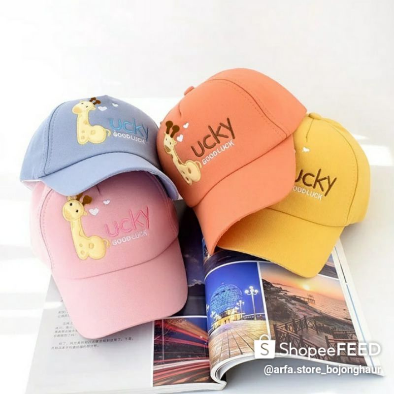 Topi anak Lucky GoodLuck bordir jerapah/topi anak beseball sunny Day