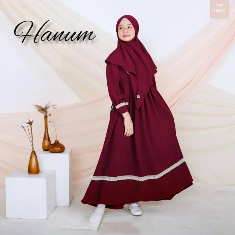 Gamis Anak Terbaru Usia 9-10-11-12 Tahun Hanum Syar'I Kids Bahan Shakila Aplikasi Renda Gamis Anak T