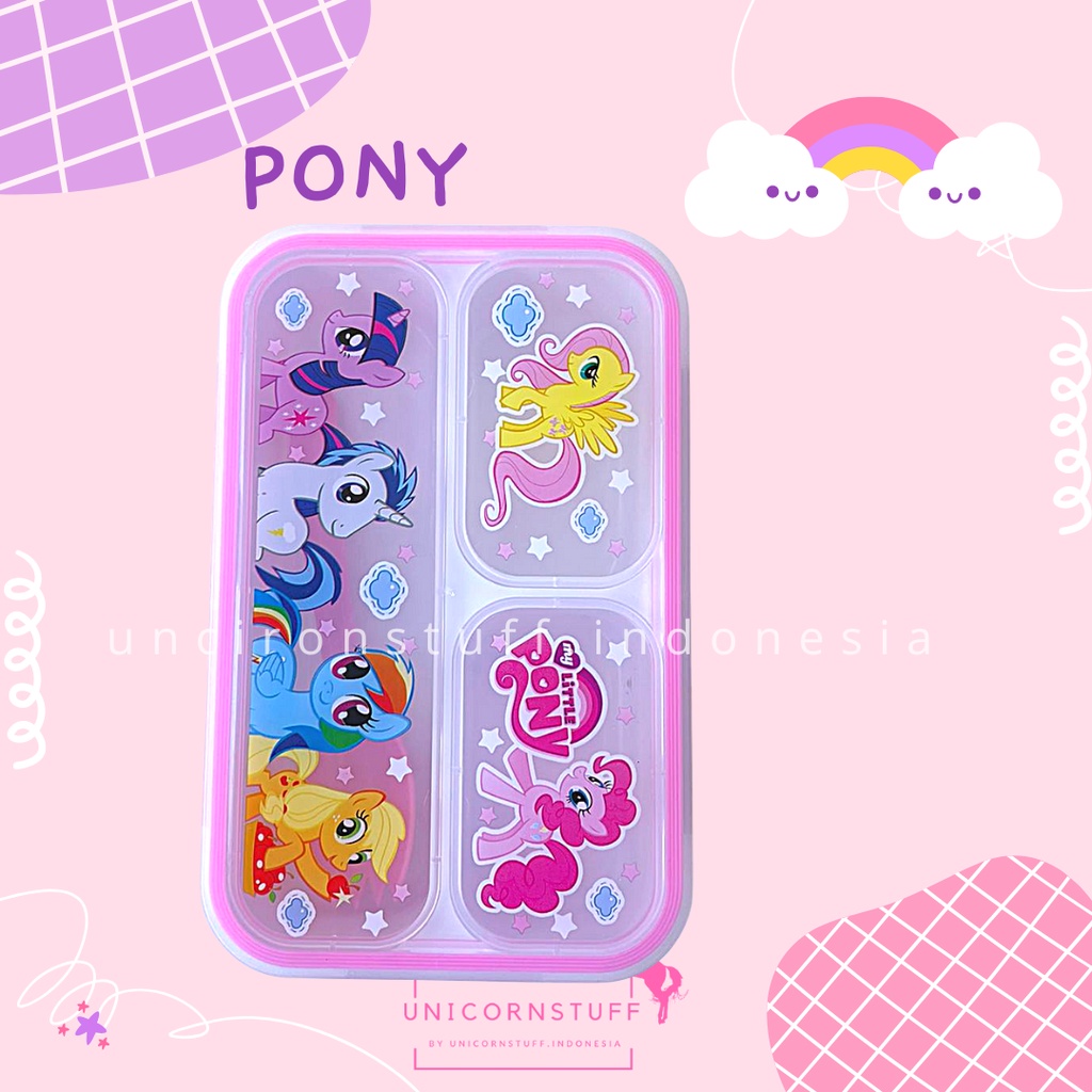 Tempat Makan Unicorn Pony Anak Sekolah Cewek Perempuan Bekal Lunch Box