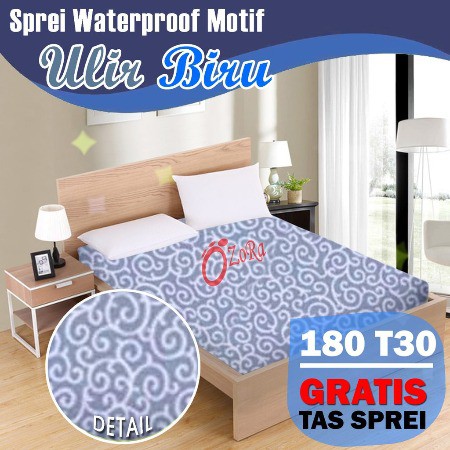 SALE Sprei Waterproof 180x200 Tinggi 30cm Sepre Anti Air Ozora Motif Ulir Ukir Karakter