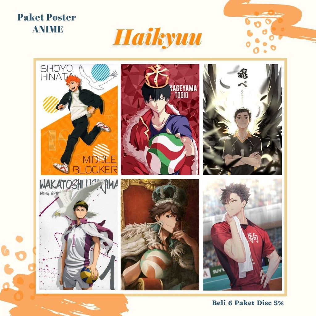 POSTER ANIME #1 (6 pcs) - BISA CUSTOM - POSTER DINDING - POSTER AESTHETIC - ANIME-Haikyuu
