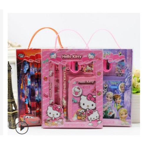 PAKET HEMAT  ALAT TULIS ANAK  4IN1 KARAKTER DISNEY FREE DOMPET