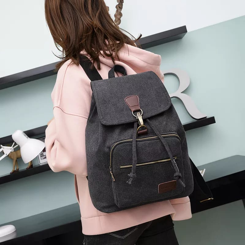 Kbag Klub New Arrival - Tas Ransel Canvas IAC Backpack Up to 13 inch - Tas Sekolah Tas Wanita Daypack