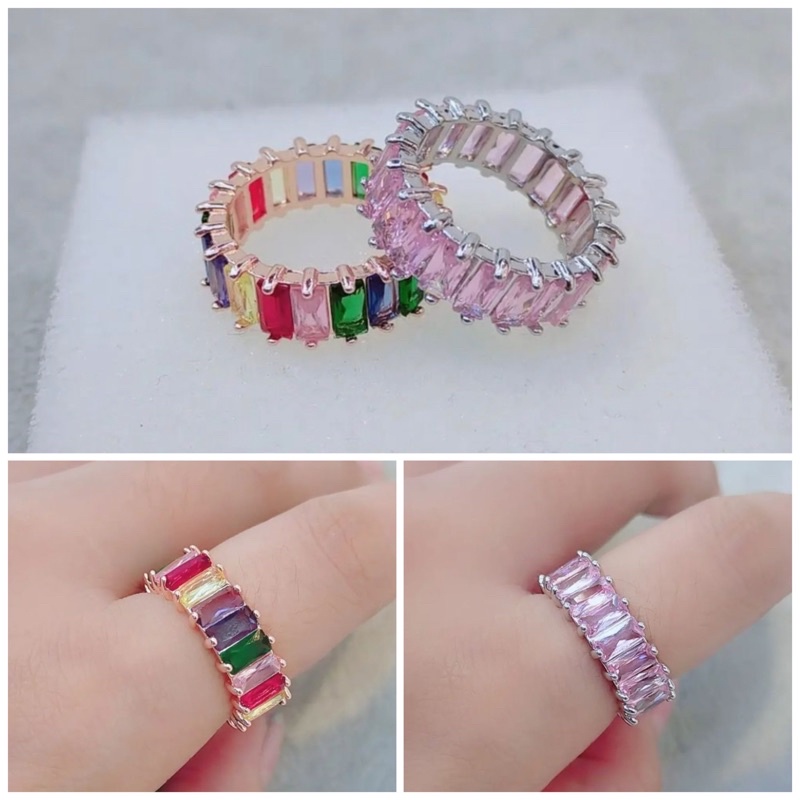 Cincin zircon diamond emerald cut