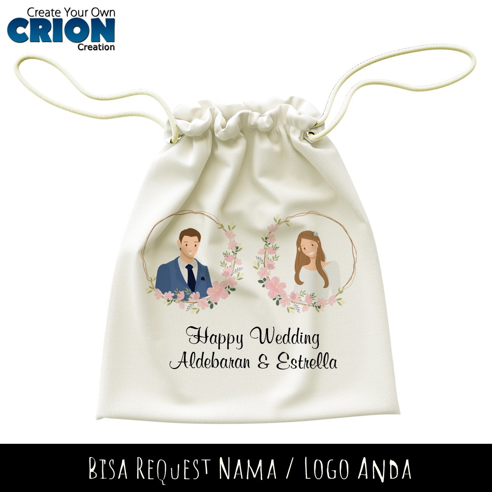 Pouch Serut Bisa Custom - Wedding Series 2 - Souvenir/Hadiah -By Crion