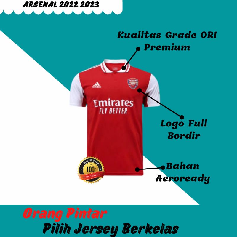 Jersey Arsenalll Home 2022 2023 Grade Ori Import Baju Sepak Bola Pria Dewasa