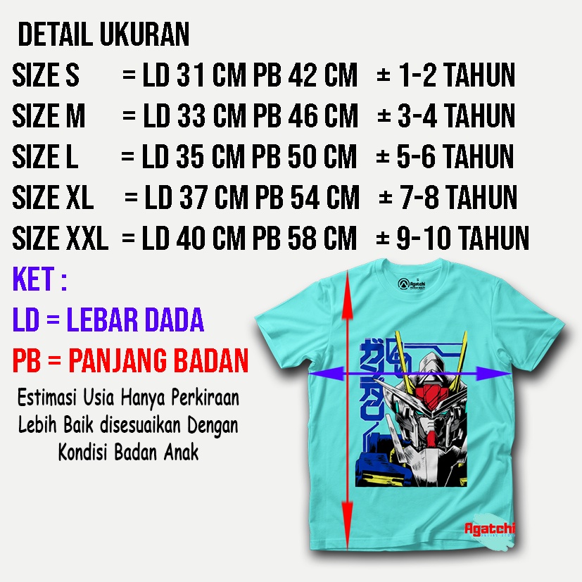 Baju Kaos Atasan Anak Laki-Laki Anime Robot Gundam