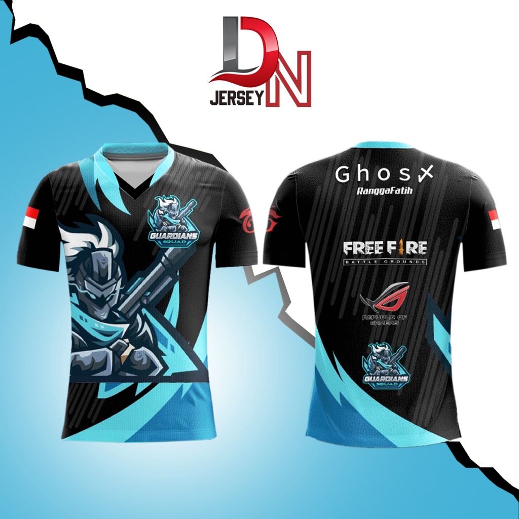 KAOS BAJU JERSEY GAMING FREEFIRE FF MOBILE LEGENDS ML AOV PUBG GRATIS GANTI LOGO  DAN NAMA