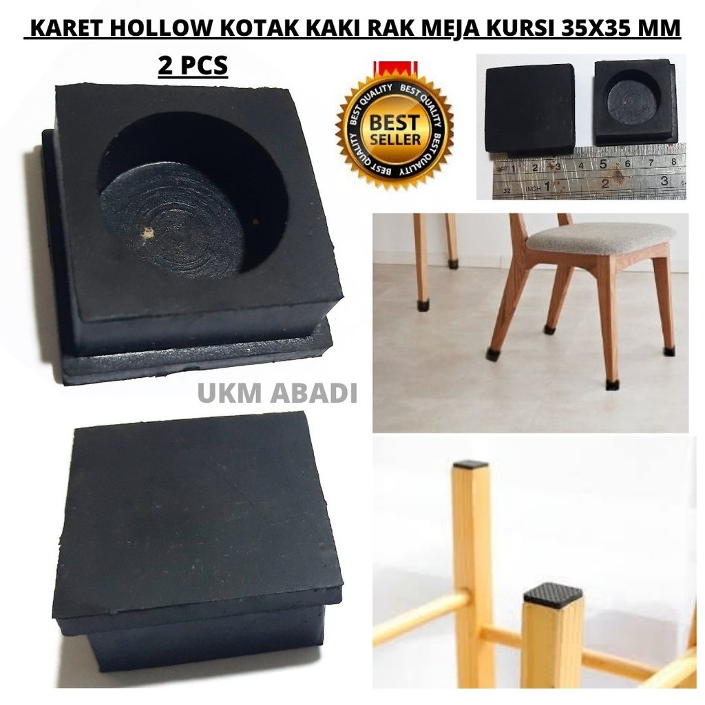 Karet Hollow Pipa Kotak Rak Kaki Kursi Meja 35x35 mm Serbaguna 2 Pcs 114131