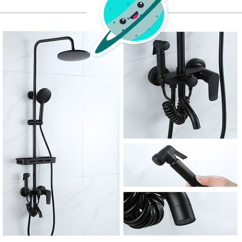 Shower Hitam Tembaga Shower Set Rumah Tangga Shower Set Meningkatkan Nozzle Shower Hand Held Shower 