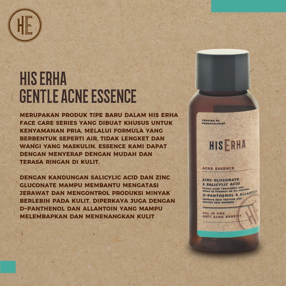 HIS ERHA Acne Essence 60 ml - Serum Wajah Jerawat Khusus Pria ~ ORIGINAL 100%