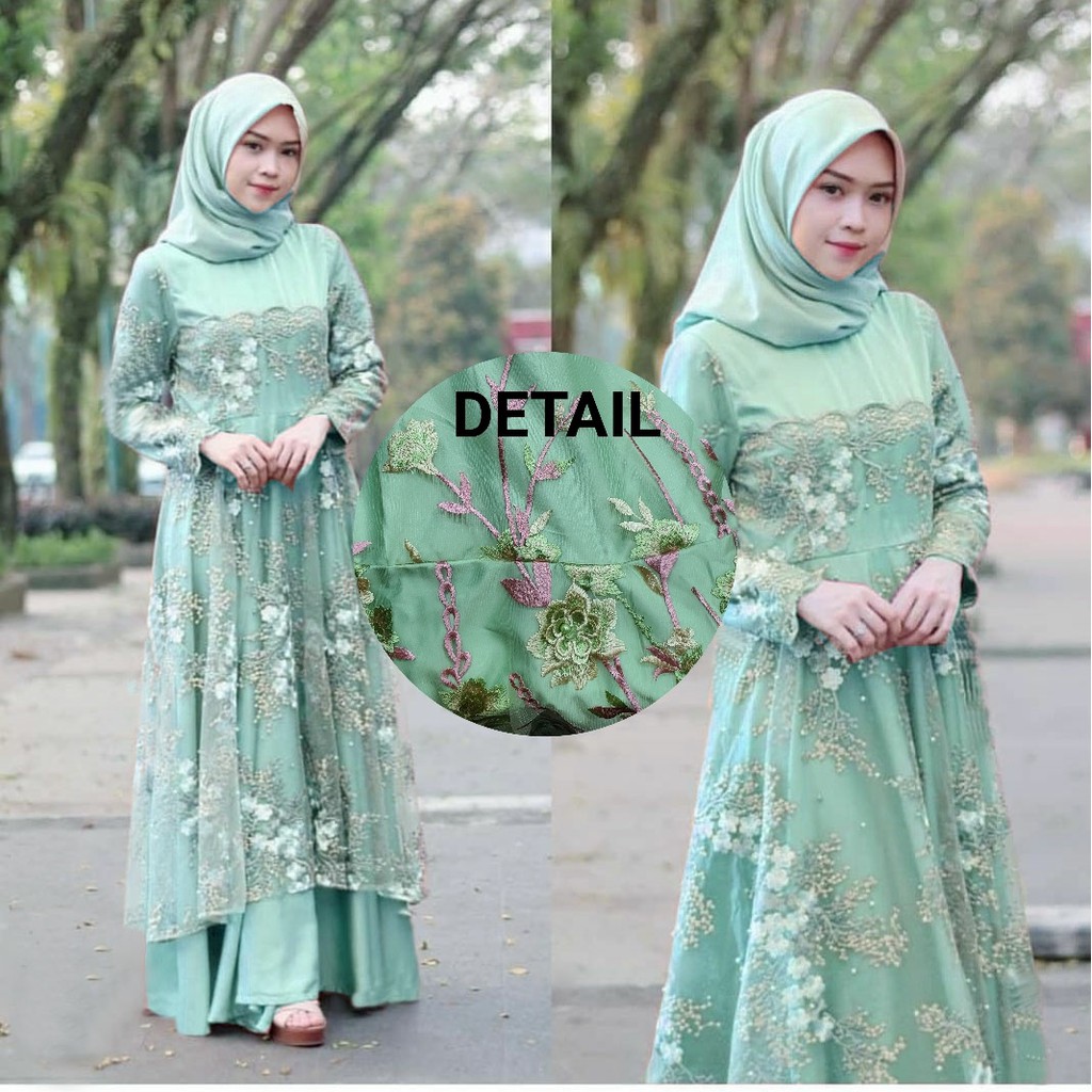 C19, Maxi Kokumi Bahan Roberto cavali lapis furing kombinasi brukat 3D tile bordir bunga 3D