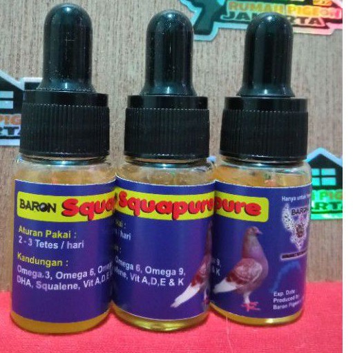 suplemen vitamin minyak ikan tetes squapure baron burung dara merpati perawatan burung rontok bulu