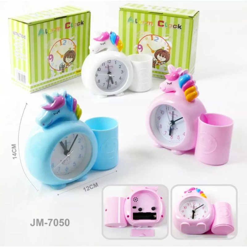 Jam Meja Jam Weker Beker Alarm Clock Alarem Anak Motif Karakter Kartun Kuda Poni Unicorn Lucu