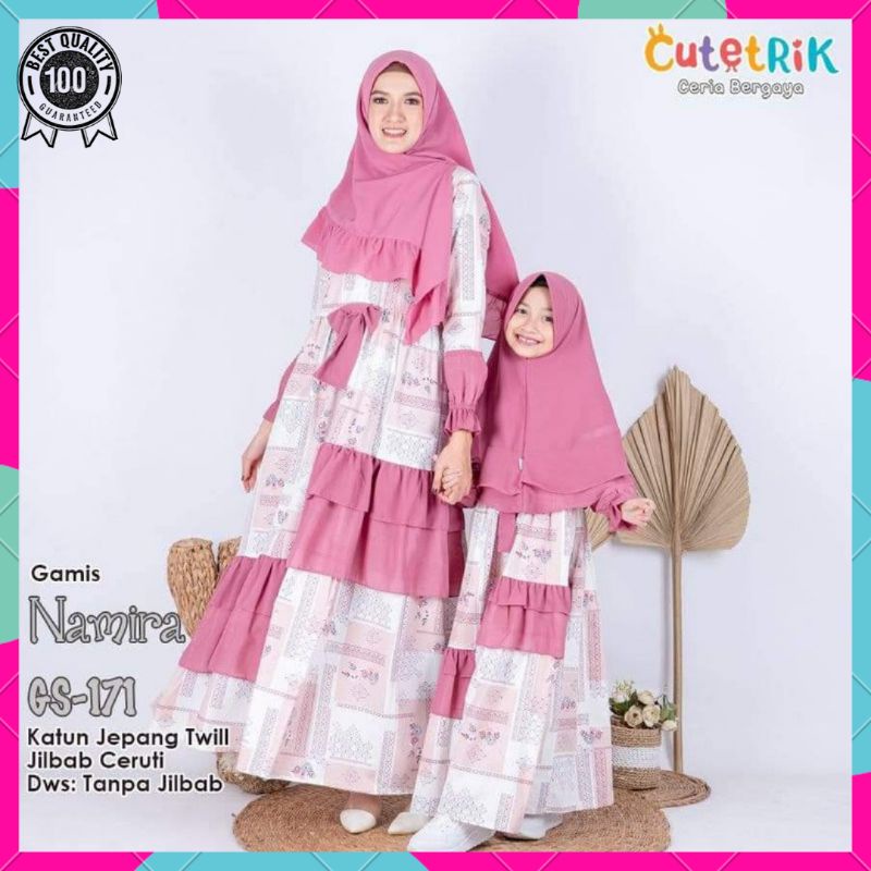 GAMIS COUPLE ~ GAMIS ANAK CUTETRIK SYARI ADEM - GAMIS CUTETRIK MURAH - GAMIS SARIMBIT KELUARGA LEBAR