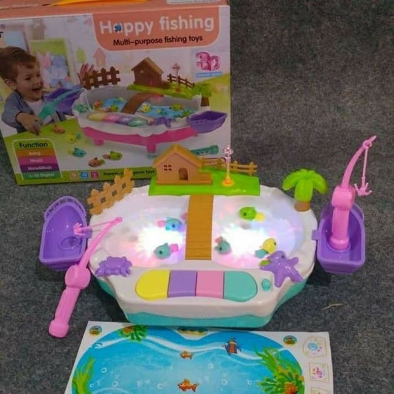 Mainan Happy Fishing pancingan nyala &amp; musik fishing game TANPA SELUNCURAN