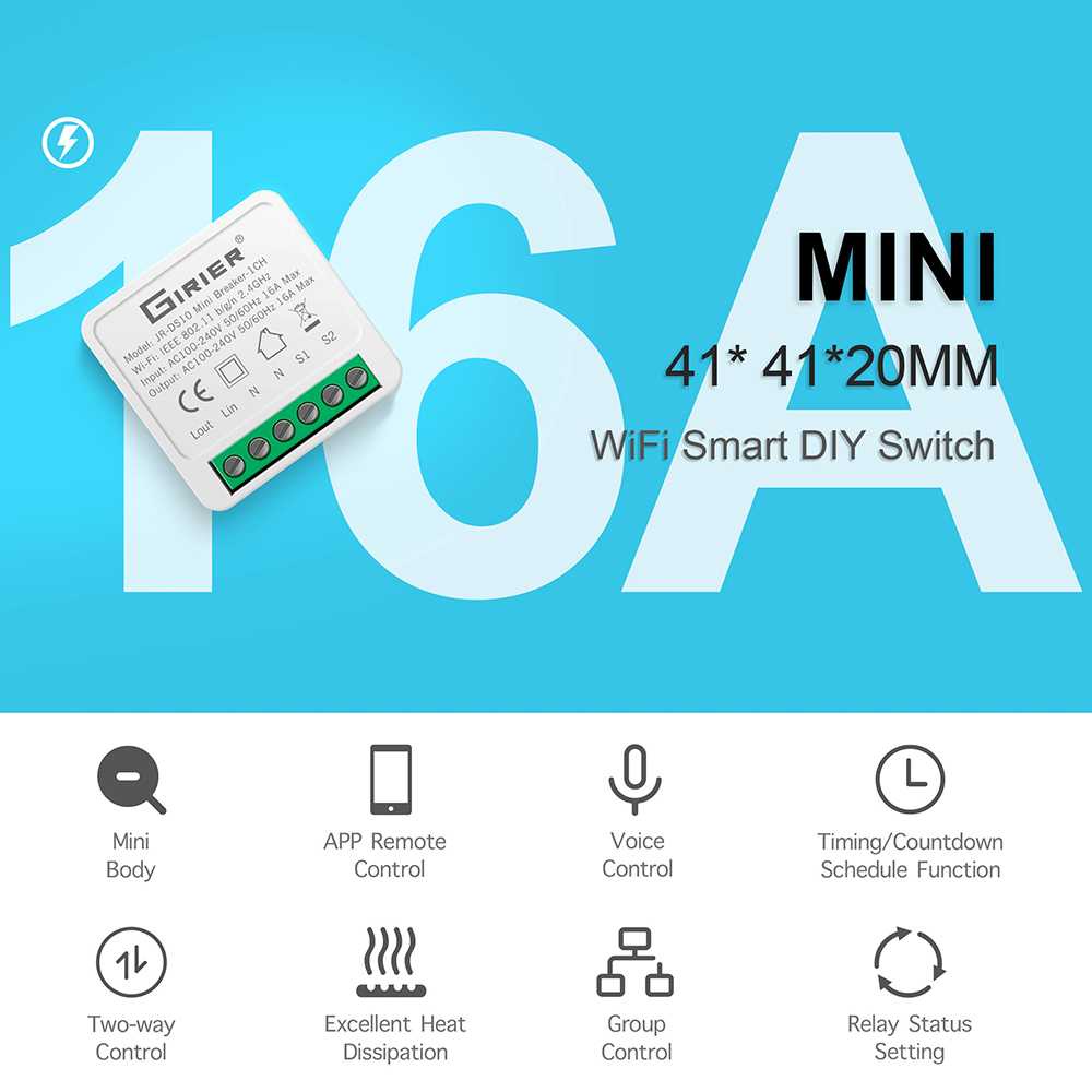 GIRIER TUYA Mini Smart WiFi Switch 2 Way Control Module - AP-SMT1CH