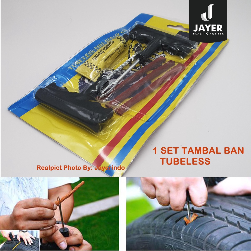 1 Set alat Tambal Ban tubles Tubeless Alat wajib Darurat Perbaikan ban Bocor