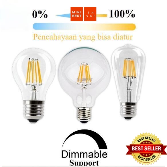 [WS] LAMPU CAFE FILAMEN LED 8W DIMMABLE / LAMPU HIAS FILAMEN GANTUNG CAFE / LAMPU EDISON FILAMEN