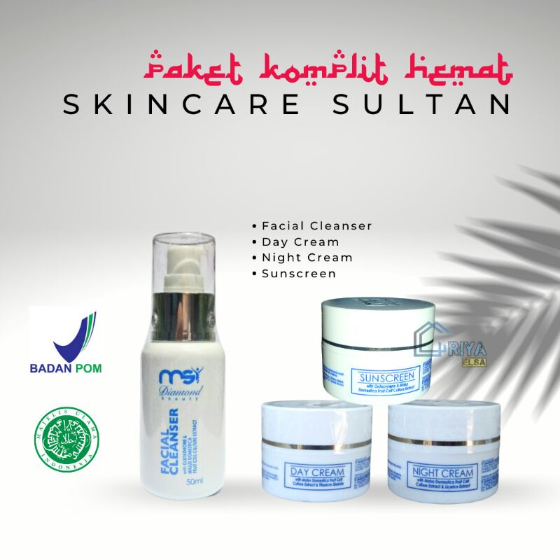 Paket Skincare MSI Diamond Beauty Day Cream Night Cream Suncreen Facial Cleanser ORIGINAL Isi 4