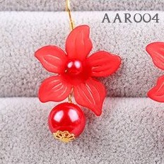 [READY STOCK] AKSESORIS ANTING PESTA PERHIASAN PENGANTIN EARRING MERAH AAR004