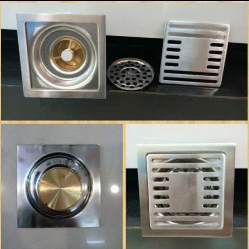 Floor drain kotak stainless model garis/ Smart Floor drain kotak / Floor drain anti bau dan serangga
