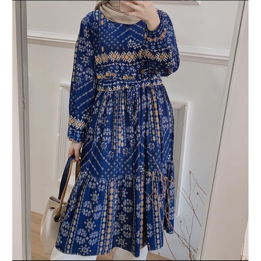 Tunik Jade Atasan Kerja Wanita Kasual Motif Etnik Tribal Baju Busui Bahan Rayon Termurah