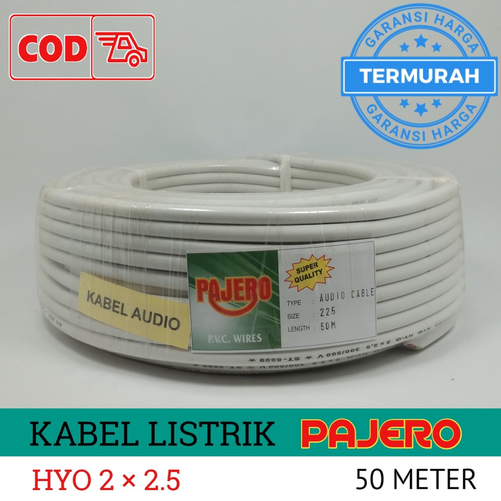 Pajero Kabel Listrik / Audio HYO 2 x 2.5 Putih - 50 Meter