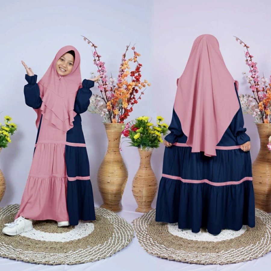 Baju Gamis Brukat Anak Perempuan Usia 7 8 9 TH Pesta Lebaran Terbaru 2021 Bahan Brokat Ld90 P100