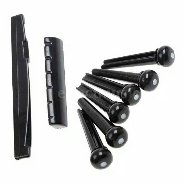Pin sadle nut bridge gitar akustik hitam &amp; putih