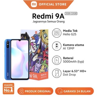 xiaomi redmi 9a 232g 332g smartphone hp ai face unlock garansi resmi