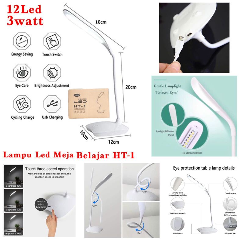 Lampu meja belajar led /lampu baca cas/lampu serbaguna/Lampu tempel/LED Usb Rechargeable Lampu Meja Belajar