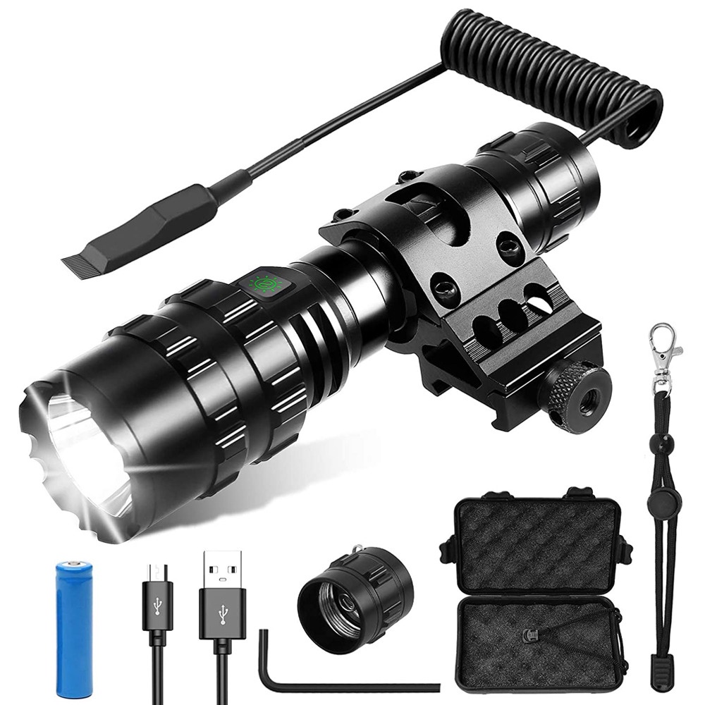 PAKET SENTER DAYA TINGGI - TaffLED Senter LED WATERPROOF Hunting Tactical Airsoft Rifle Cree XM-L L2 6500 Lumens 701 JG-3