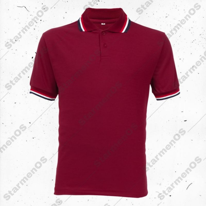 Kaos Polo Atasan Tshirt Pria Kerah Wangki 3 List Polos