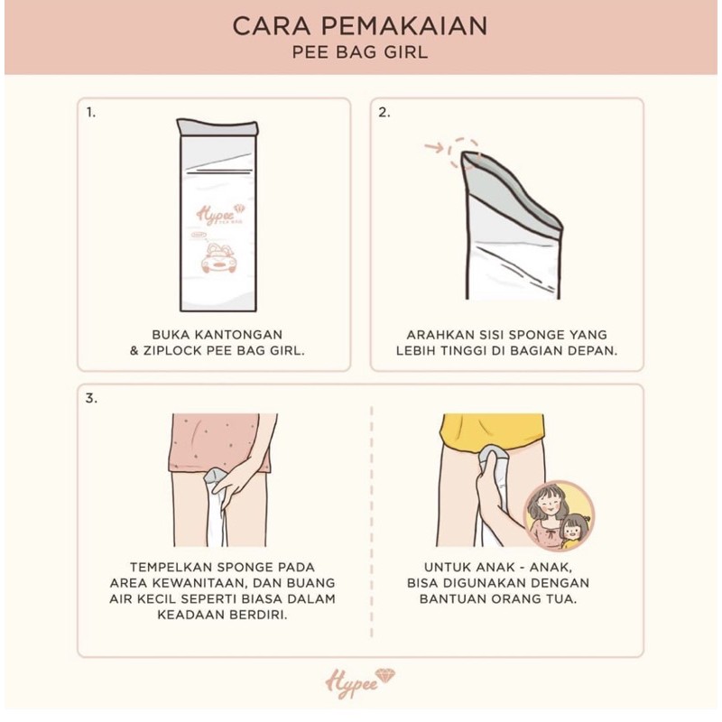 Hypee Pee Bag for Girl (isi 5 per pack) / Kantong Pipis Urine untuk Wanita Perempuan