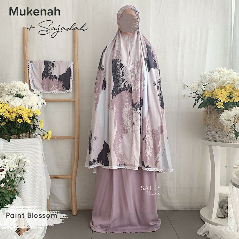 MUKENA SALLY SCARF MOTIF PAINT BLOSSOM