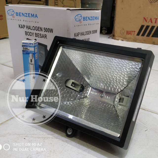 lampu sorot halogen 500 watt 300 watt halolite philips benzema/ meval/atn lampu taman