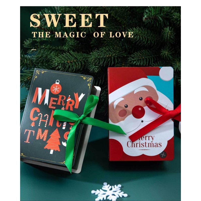 1 Pc Pack Book Shape Merry Christmas Candy Boxes / Christmas Santa Claus Gift Bag / Home New Year Party Decoration Supplies