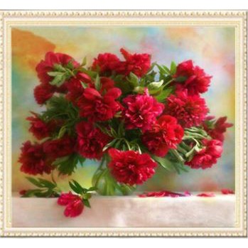 DIY Diamond Painting - 5D Red Dahlia Arrangement Stitch Kit